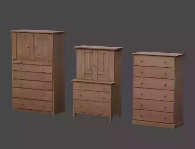 Low-Poly Shaker Cupboard Chest Cabinet Low-poly 3D model