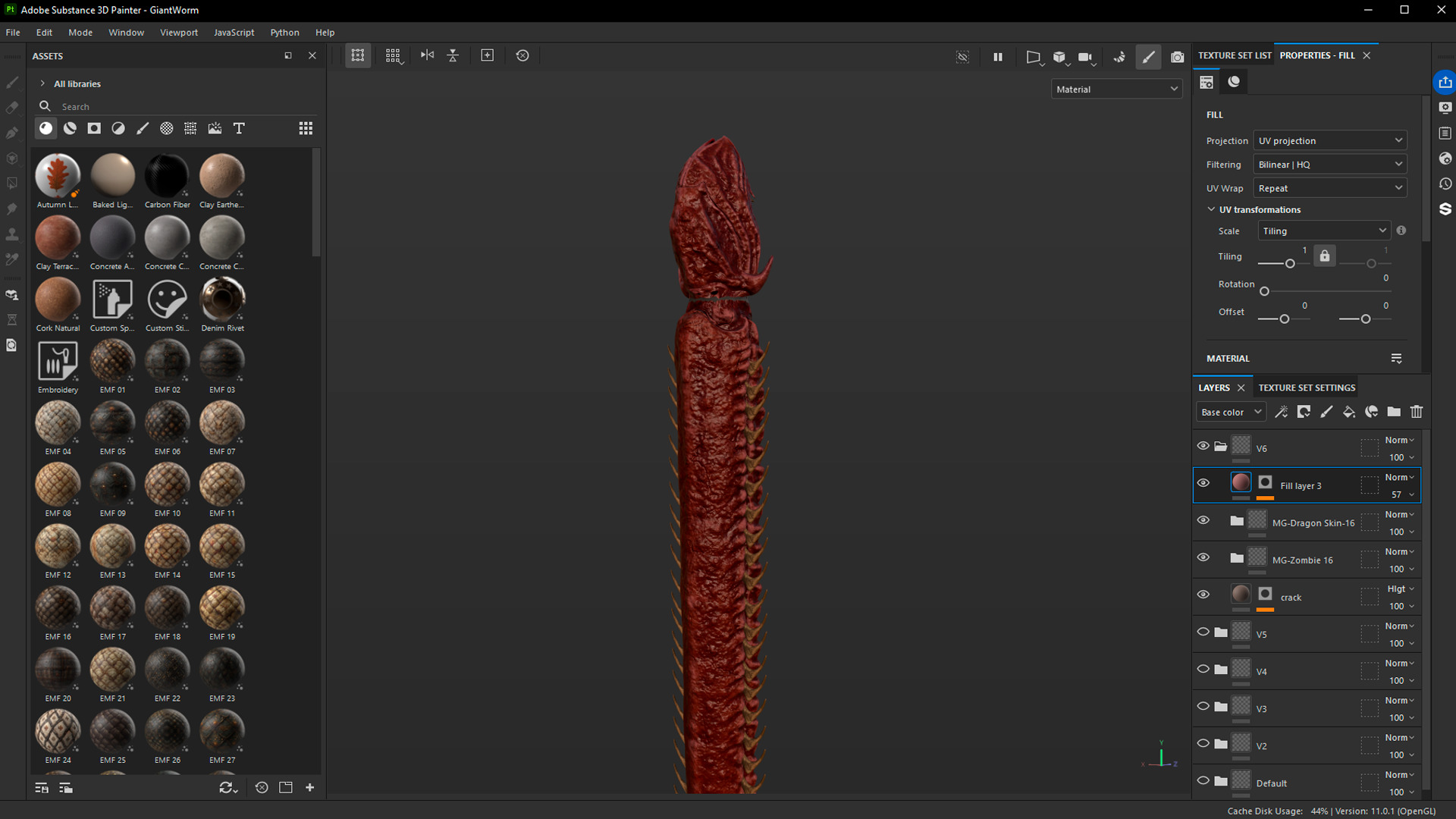 Giant Worm Low-poly 3D model_2