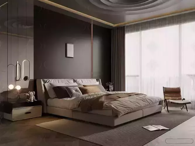 Modern Style Bedroom 3D Scene 569 