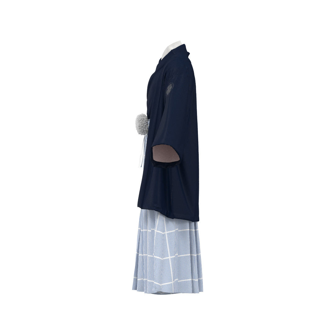 Male Japanese Kimono Hakama Haori Outfit Clo3D 3D model_4
