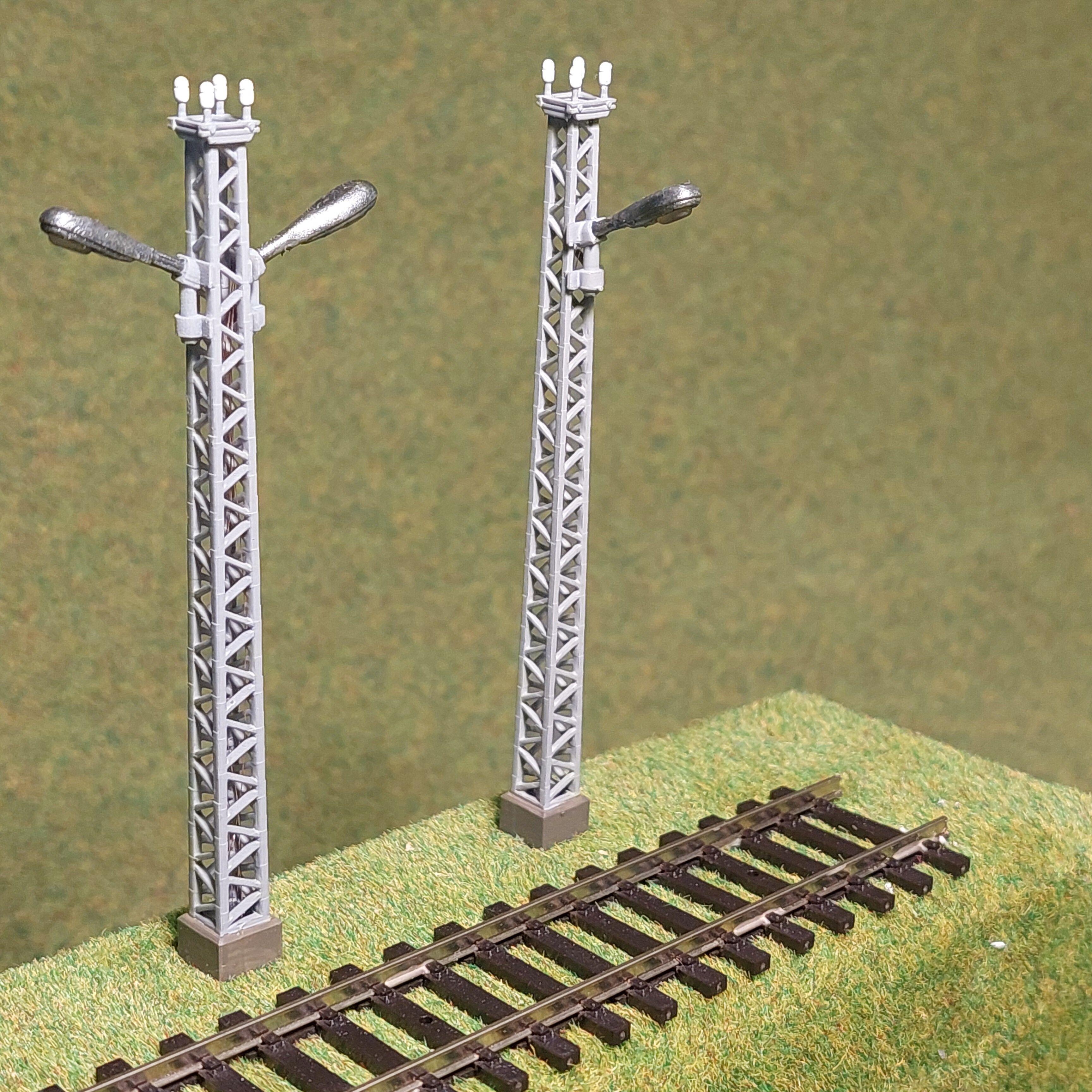 H0 scale Electric Pole with 2 lamps 180 degree - resin 3D print model_6