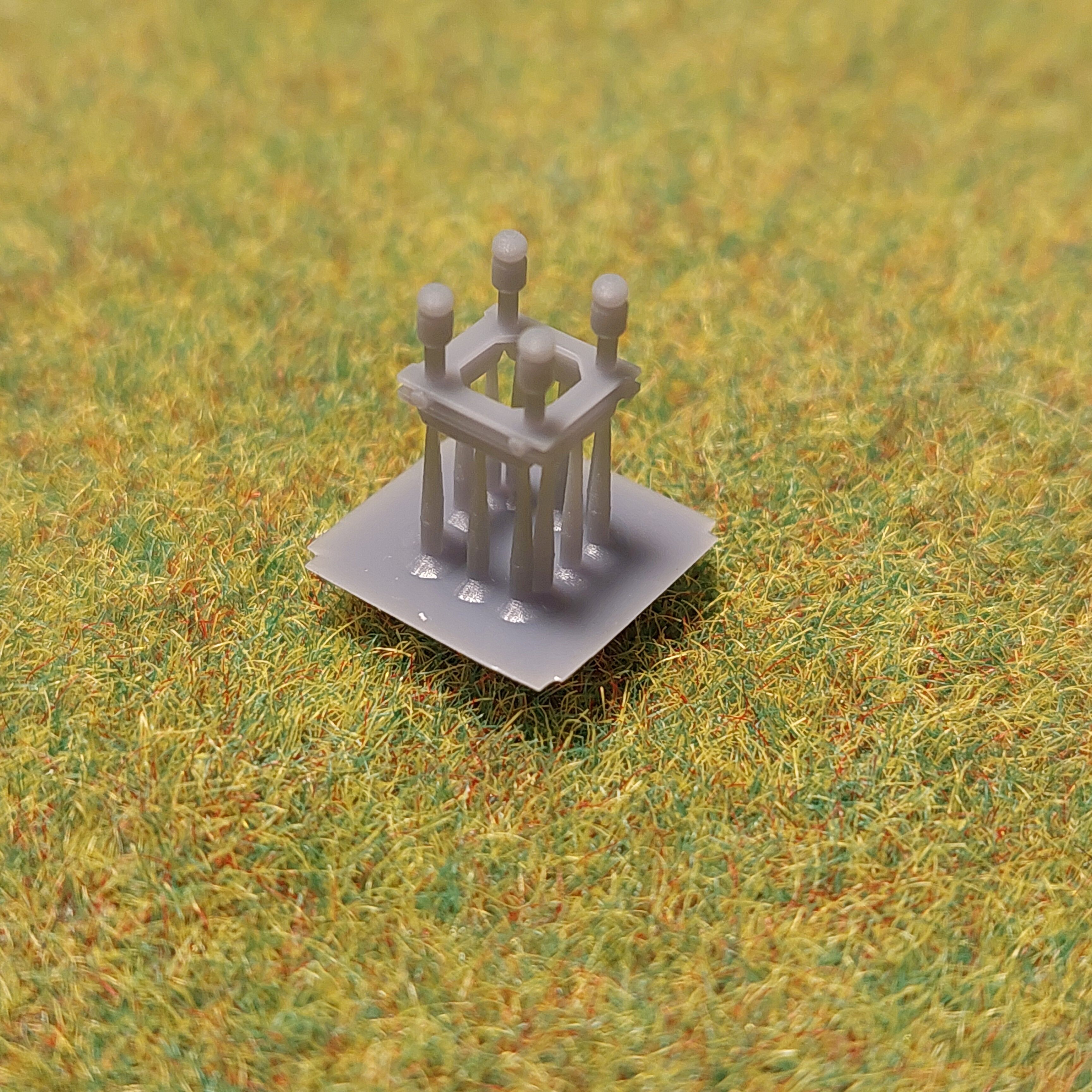 H0 scale Electric Pole with 2 lamps 180 degree - resin 3D print model_2