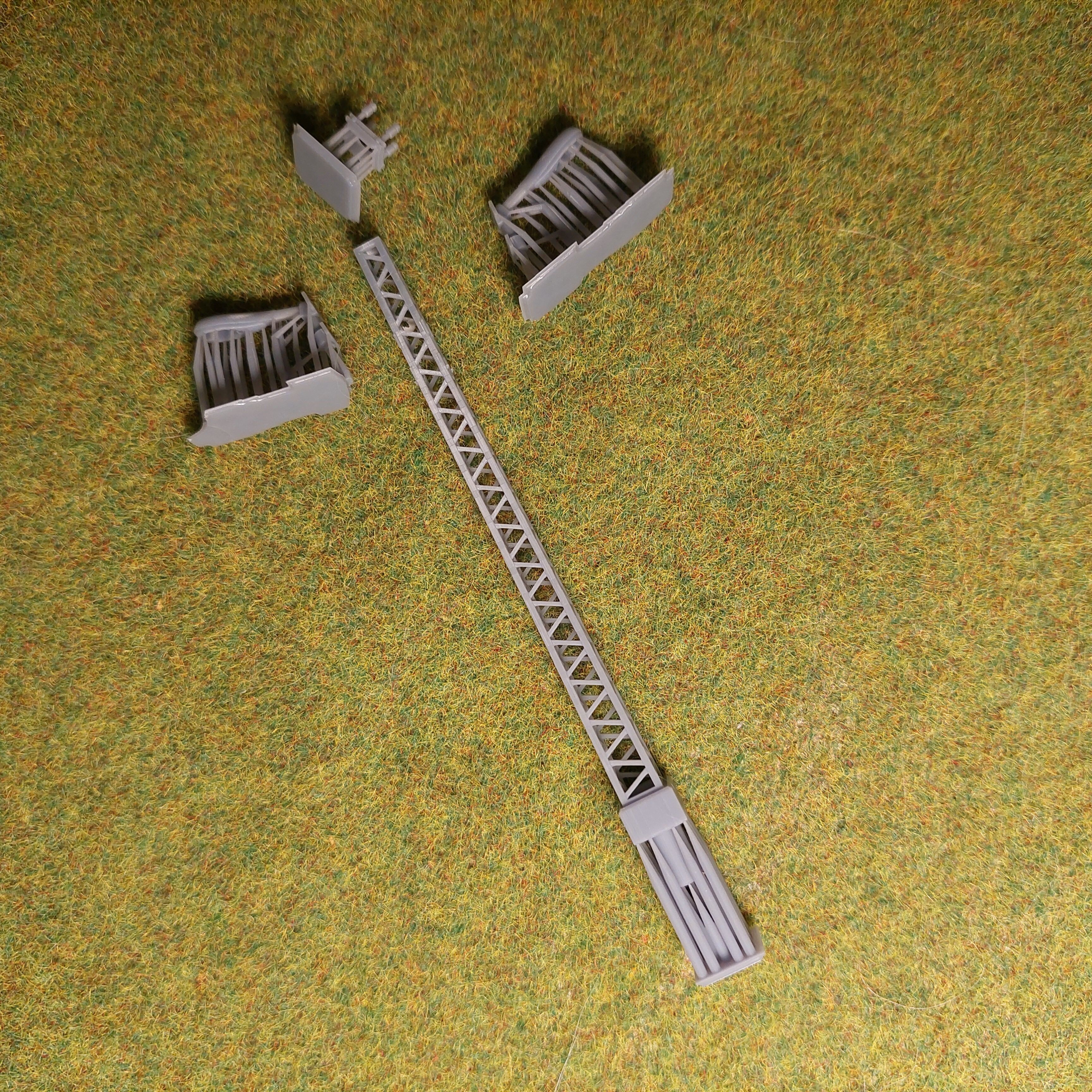 H0 scale Electric Pole with 2 lamps 180 degree - resin 3D print model_1