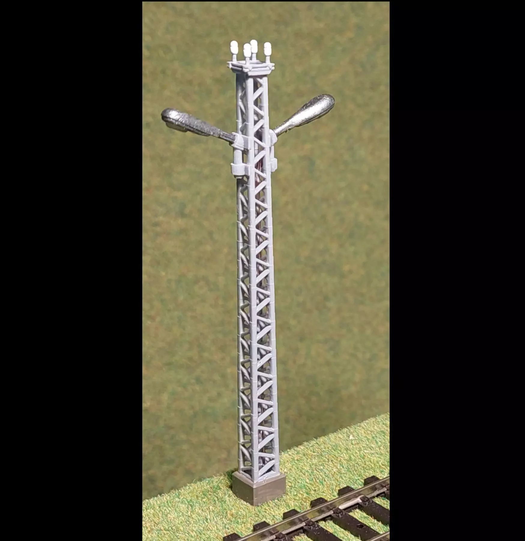 H0 scale Electric Pole with 2 lamps 180 degree - resin 3D print model_0