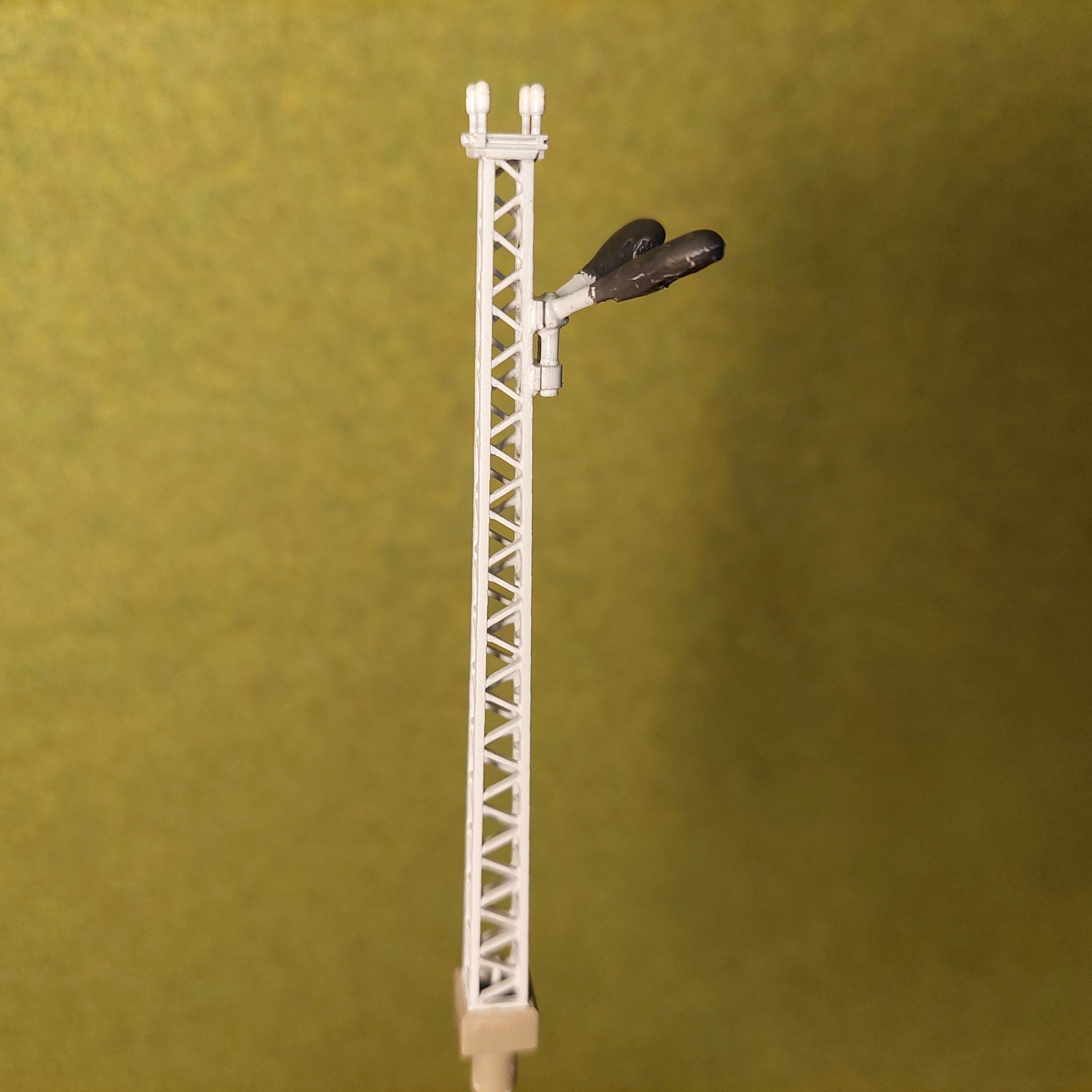 H0 scale Electric pole with 2 lamps 60 degree - resin 3D print model_12