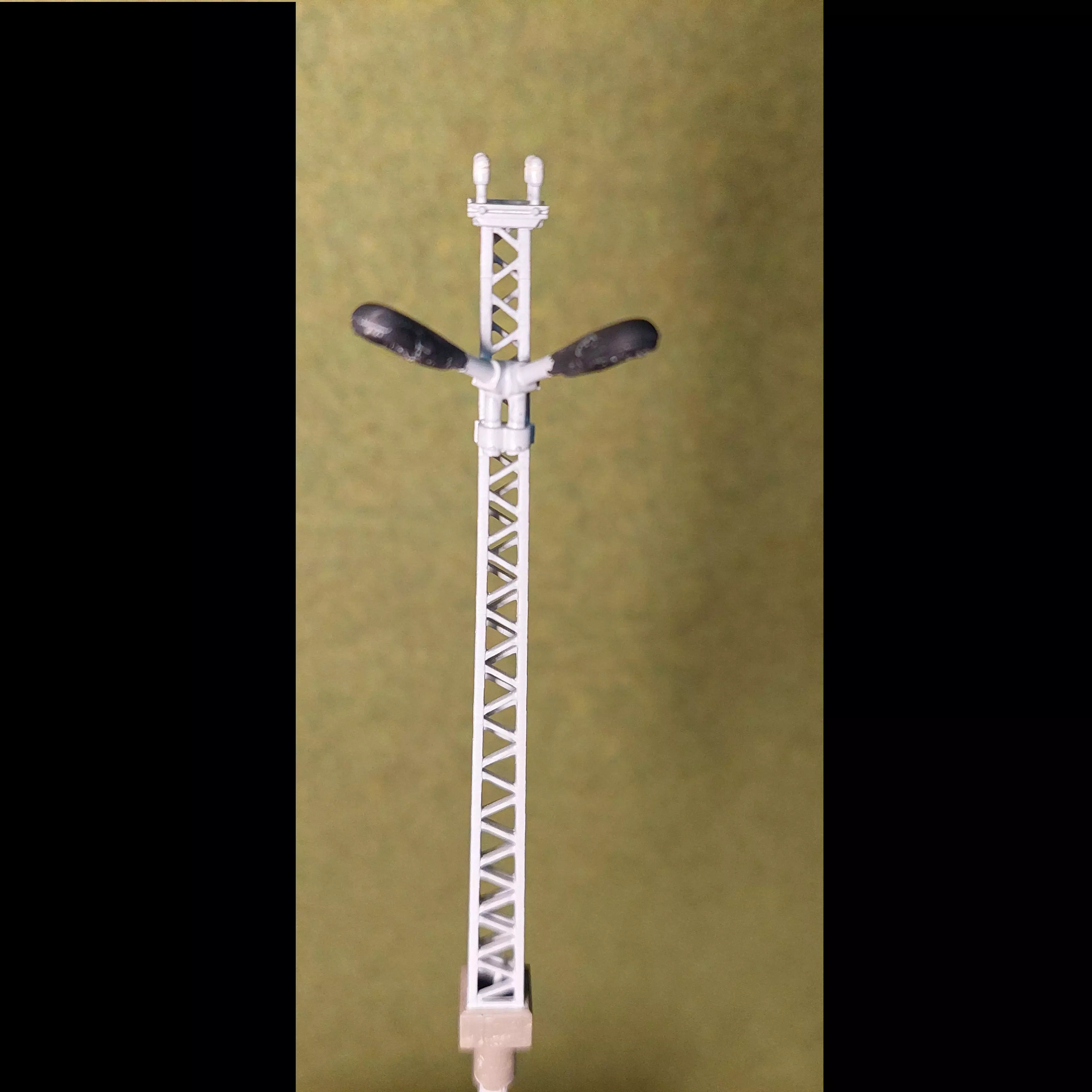 H0 scale Electric pole with 2 lamps 60 degree - resin 3D print model_0