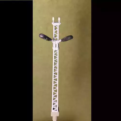 H0 scale Electric pole with 2 lamps 60 degree - resin