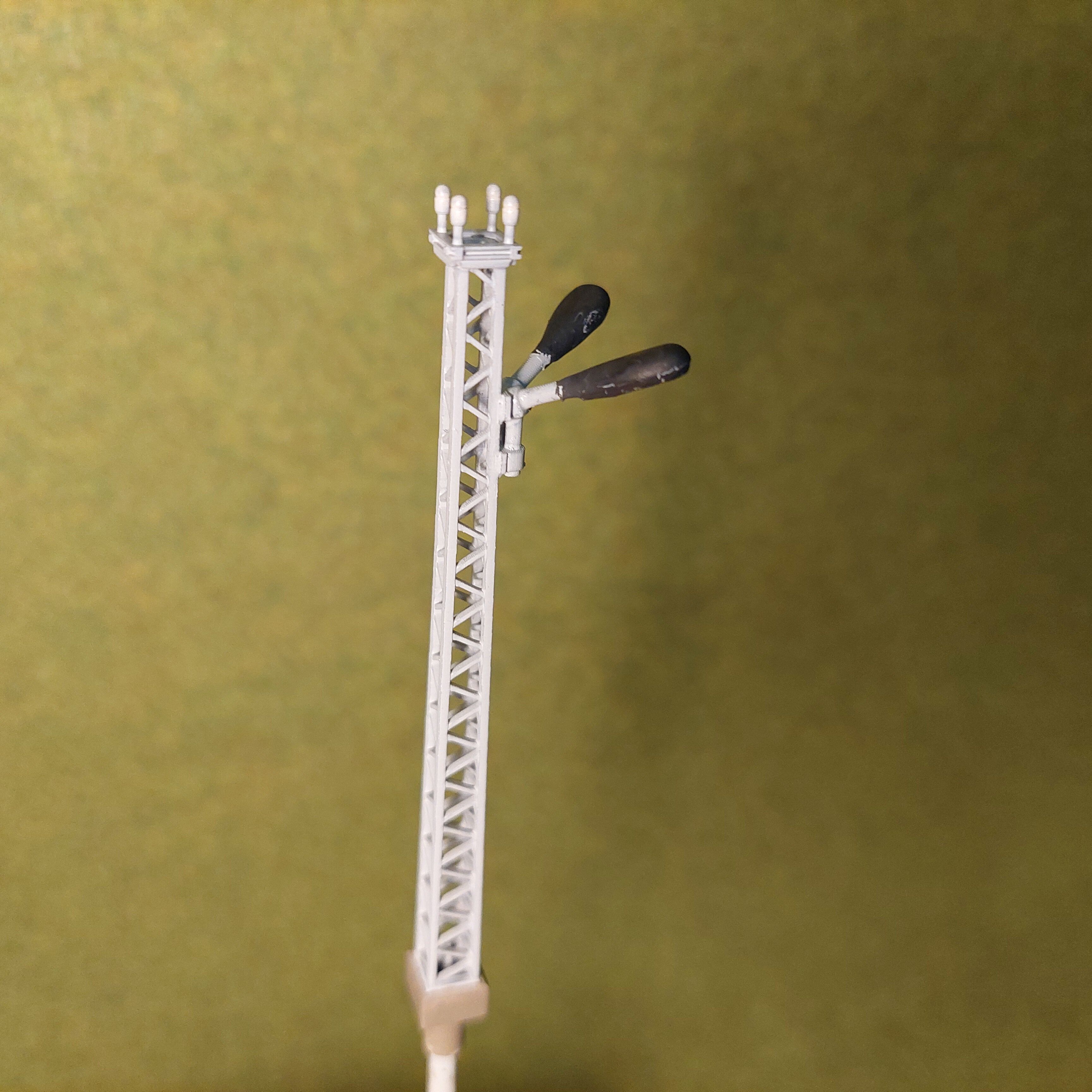 H0 scale Electric pole with 2 lamps 60 degree - resin 3D print model_6