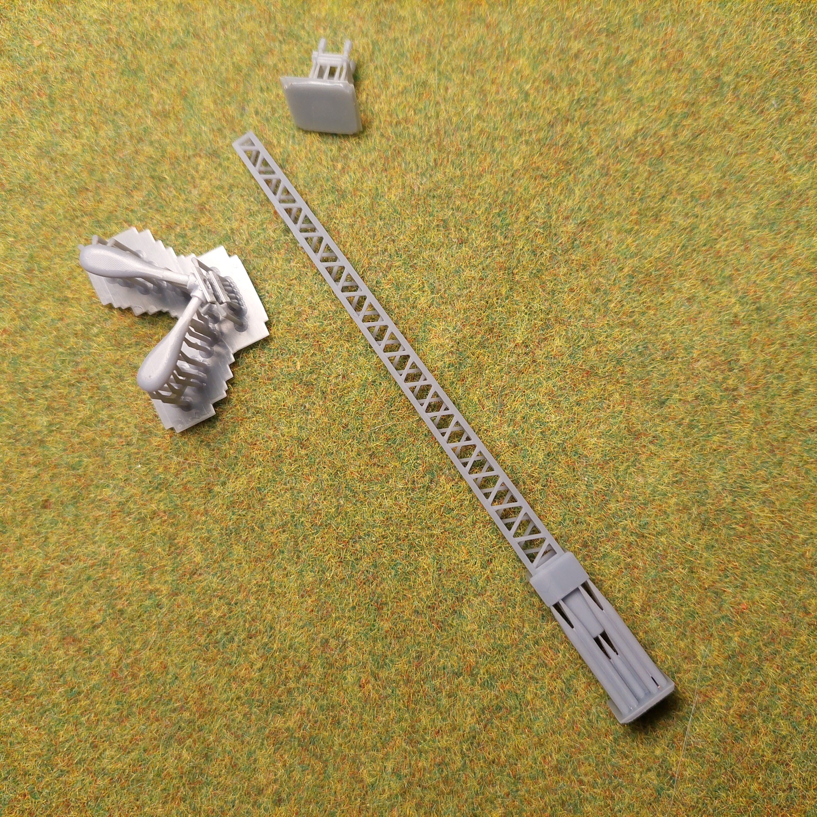 H0 scale Electric pole with 2 lamps 60 degree - resin 3D print model_2