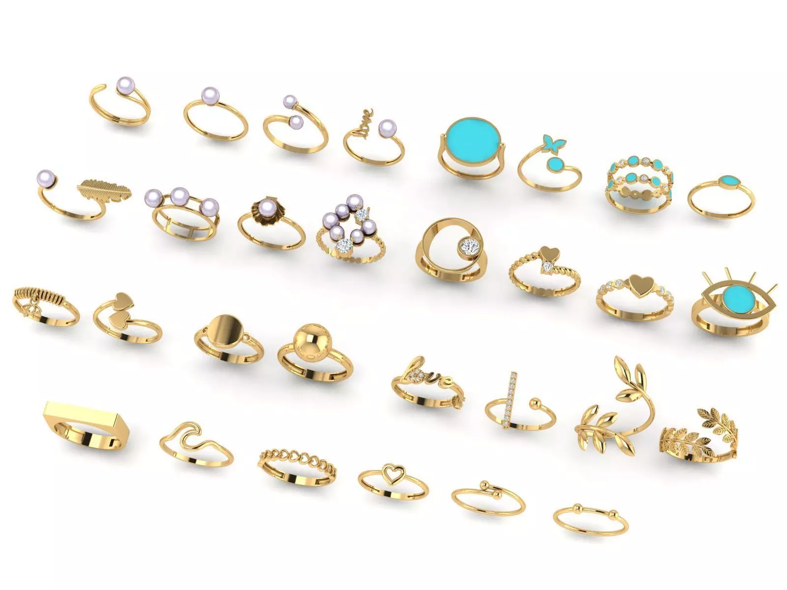 A collection of lightweight and minimal rings 3D print model_0