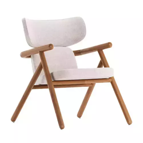 Customizable Scandinavian Modern Armchair with Walnut Finish 3D model