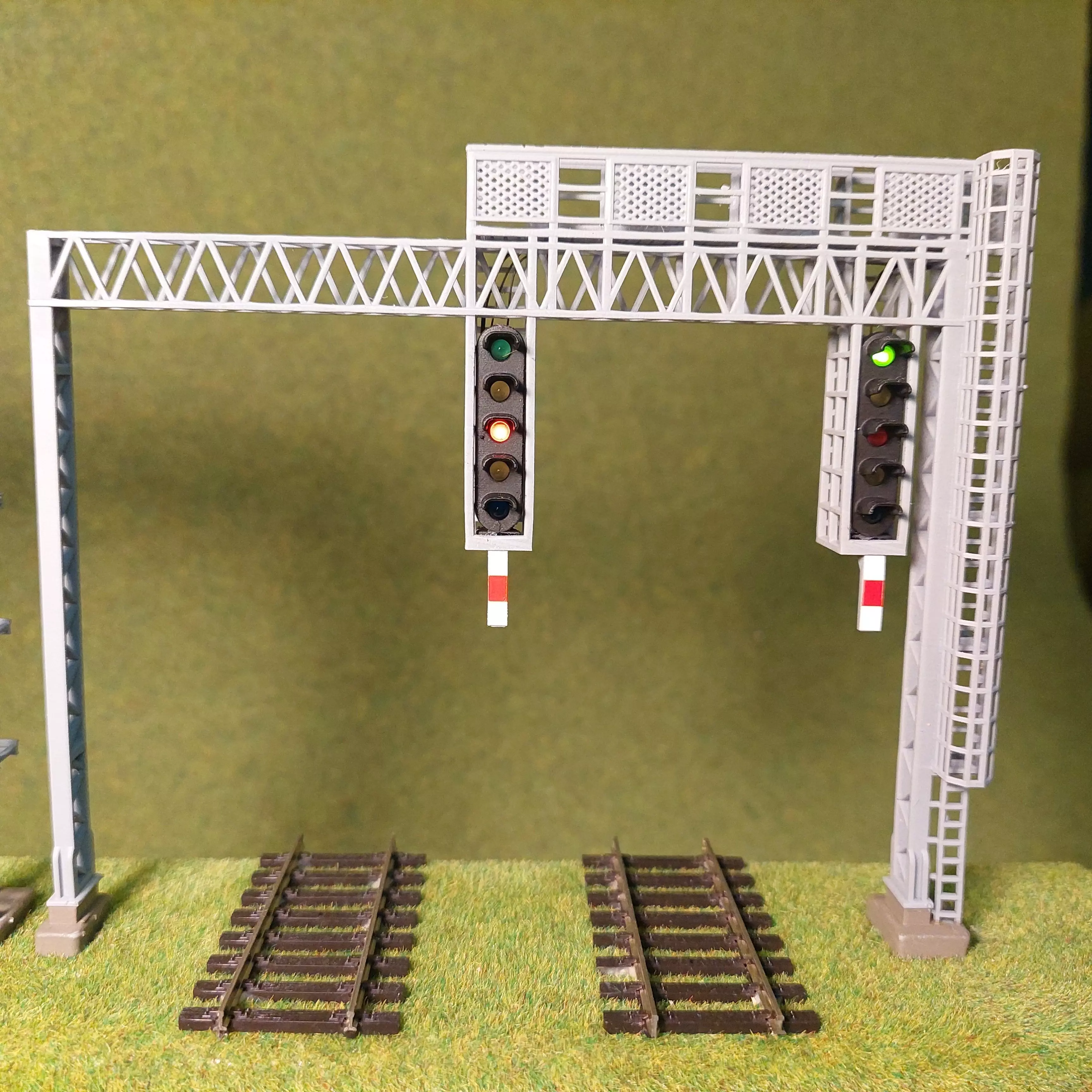 Railway double signal bridge 1-87 resin 3D print model