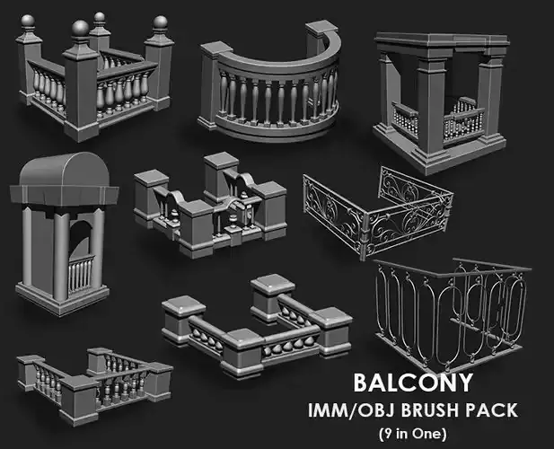 Balcony IMM Obj Brush Pack 9 in One