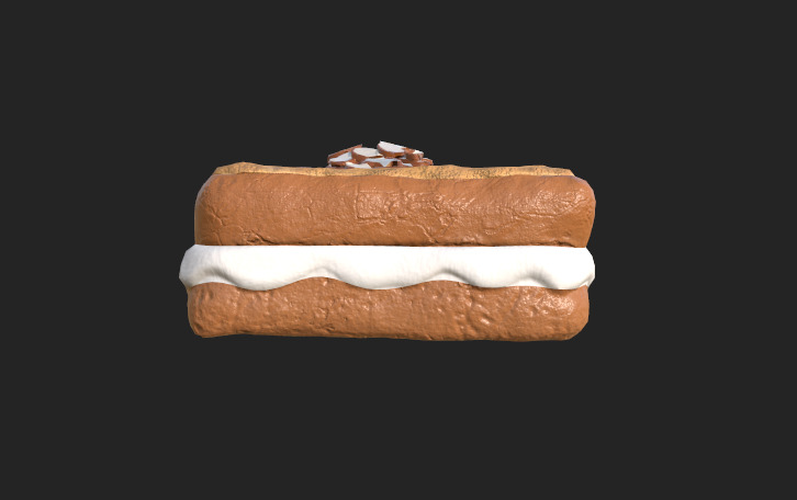 Almond Toast Low-poly 3D model_2