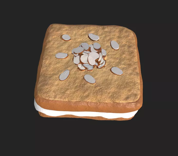 Almond Toast Low-poly 3D model_0