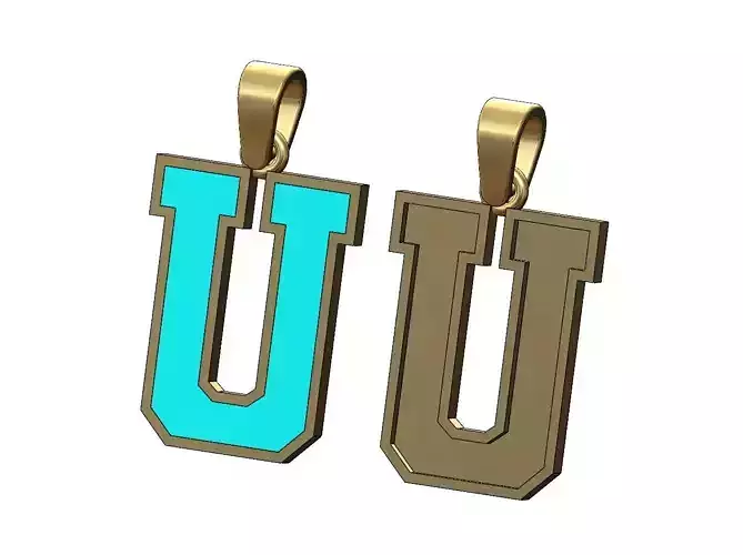 U enamel varsity letter sports letterman jersey pendant charm 3D print model