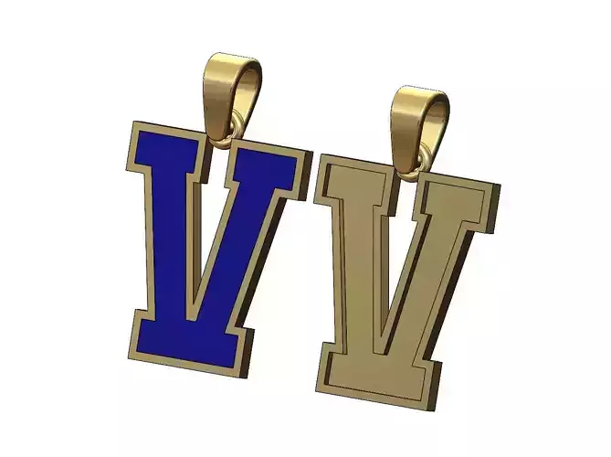 V enamel varsity letter sports letterman jersey pendant charm