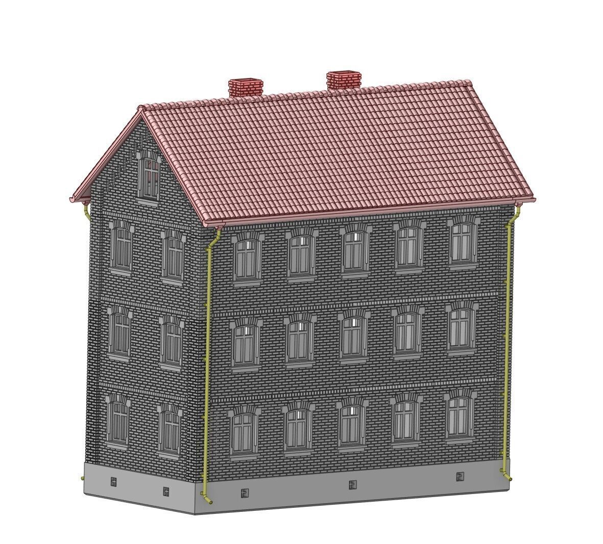 H0 scale Tenement House - resin 3D print model_8