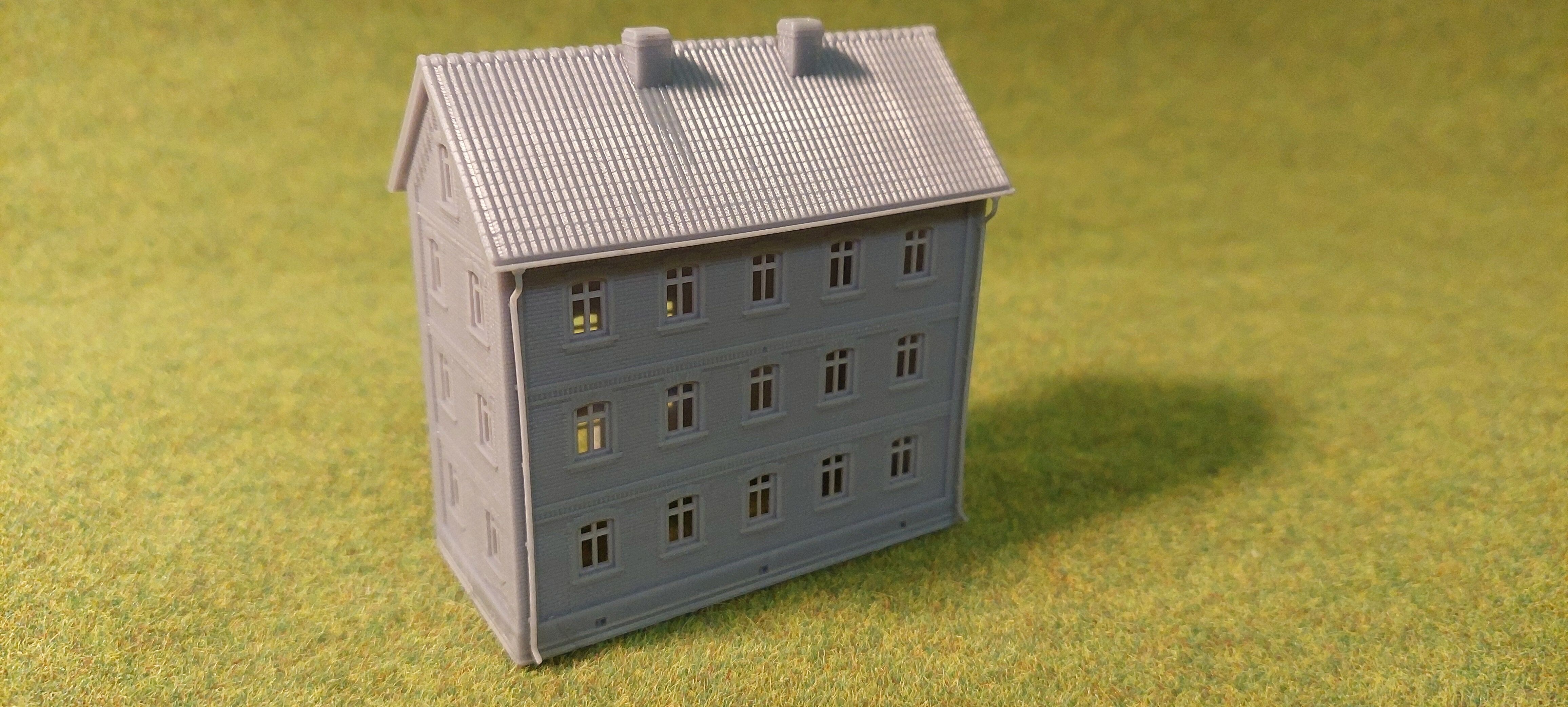H0 scale Tenement House - resin 3D print model_2