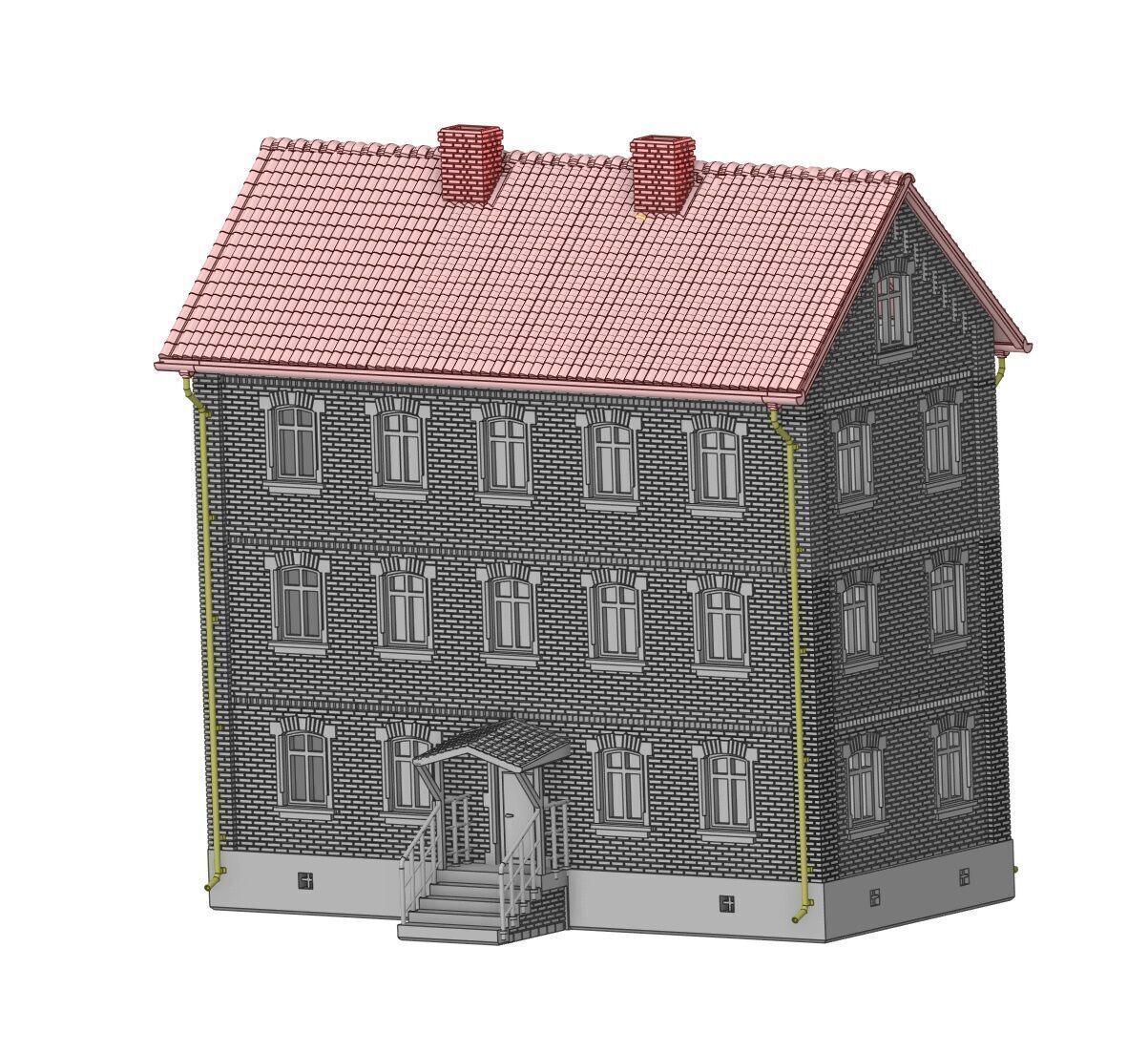 H0 scale Tenement House - resin 3D print model_6