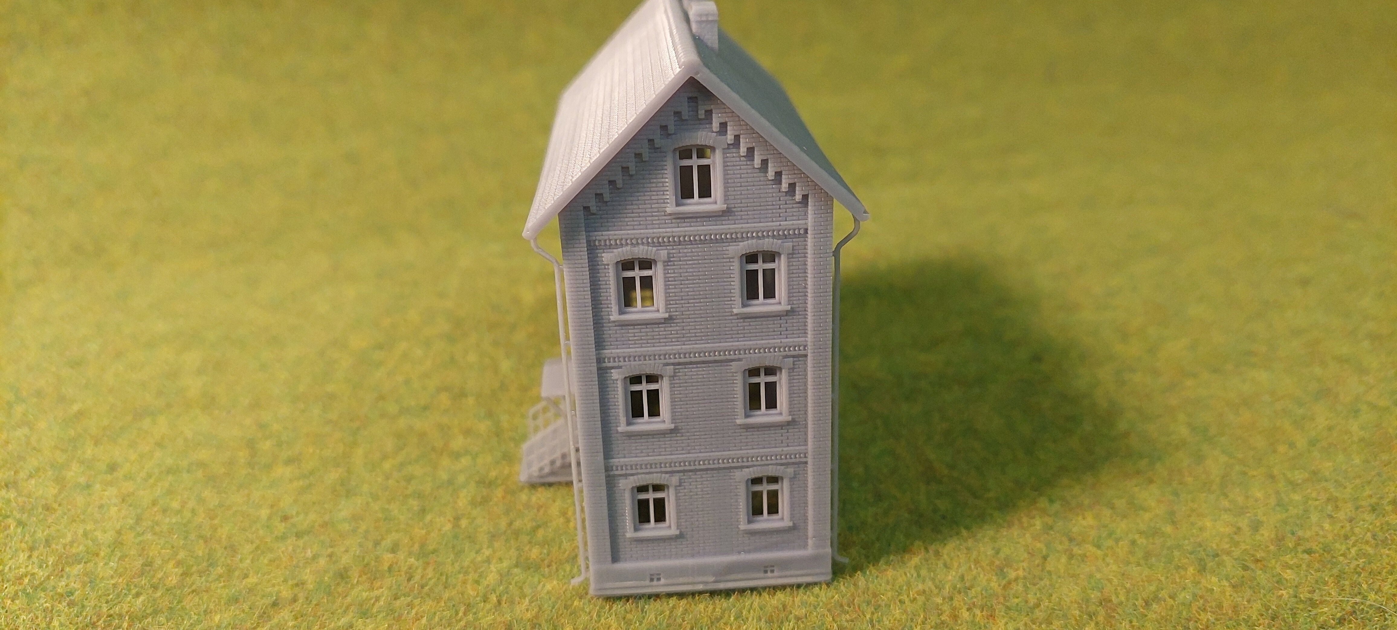 H0 scale Tenement House - resin 3D print model_3