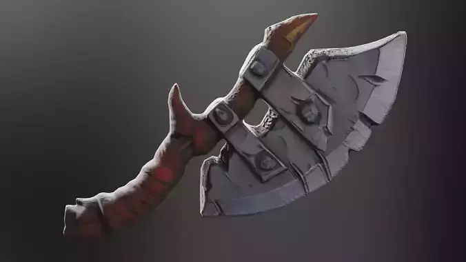 Low-Poly Battle Axe Stylized Weapon Game Asset