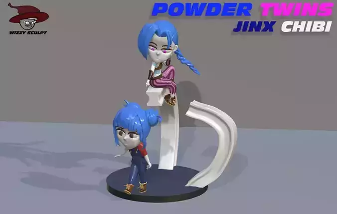 Jinx Powder Twin Chibi LoL Sculpt