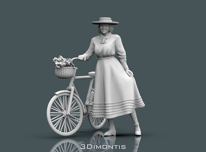 Girl and bicycle 3D print model