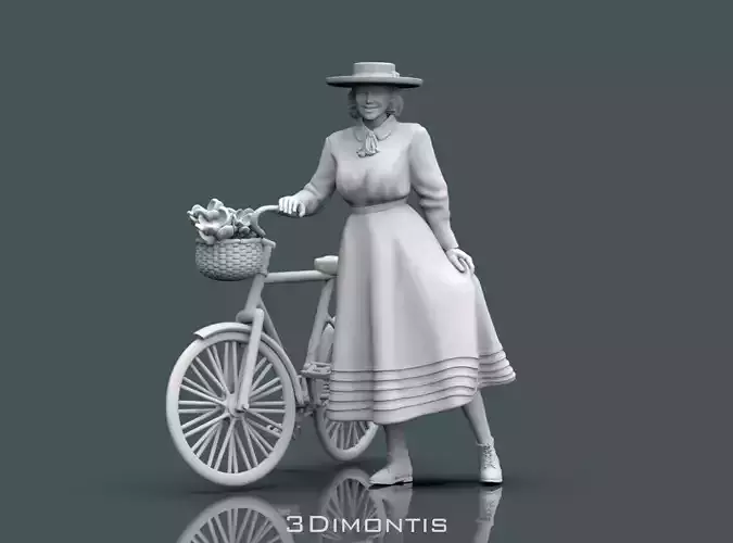 Girl and bicycle 3D print model