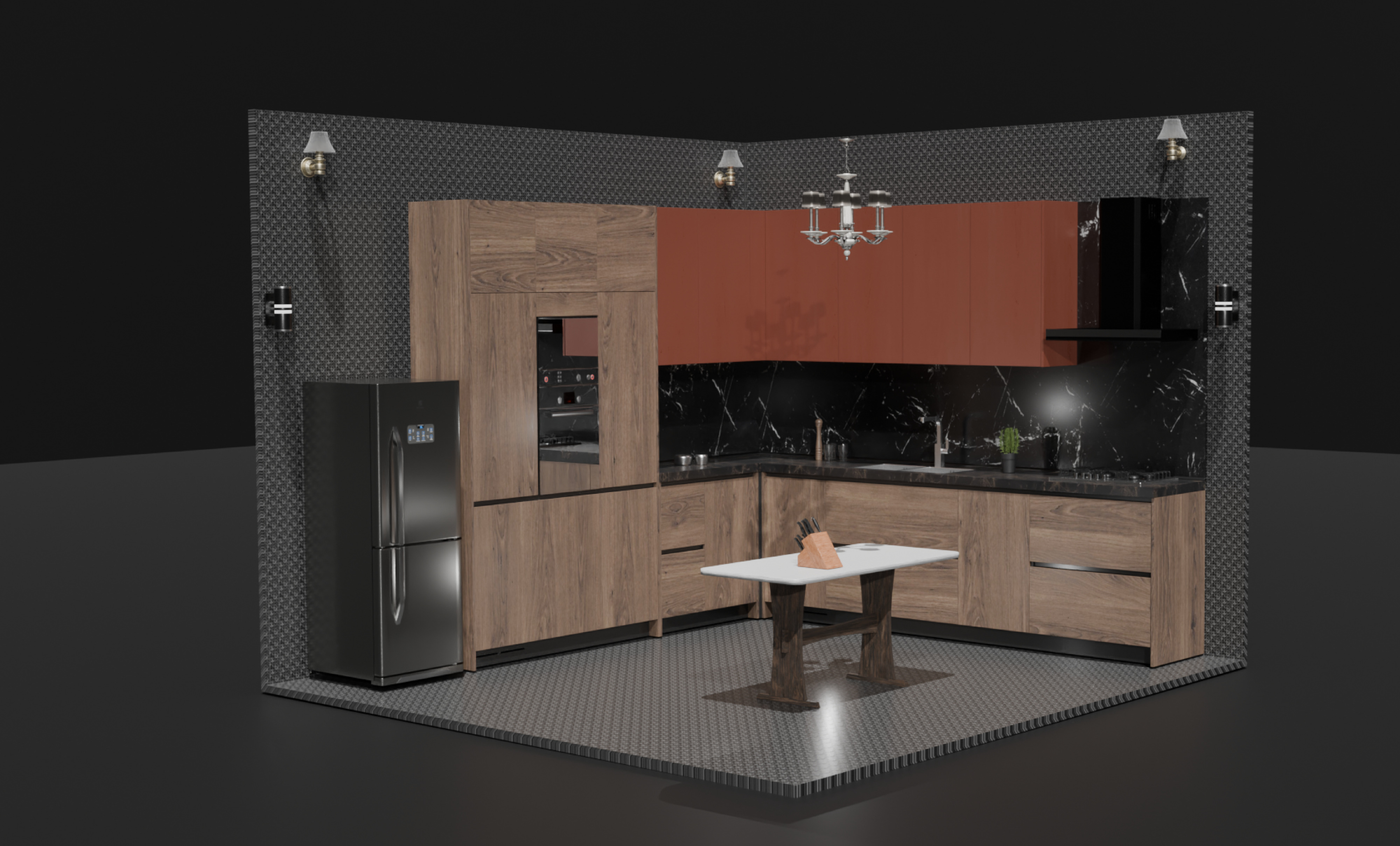 Modern L-Shaped Modular Kitchen  3D model_4