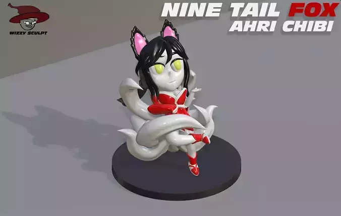 Ahri Chibi LoL Nine Tail Fox 3D print model