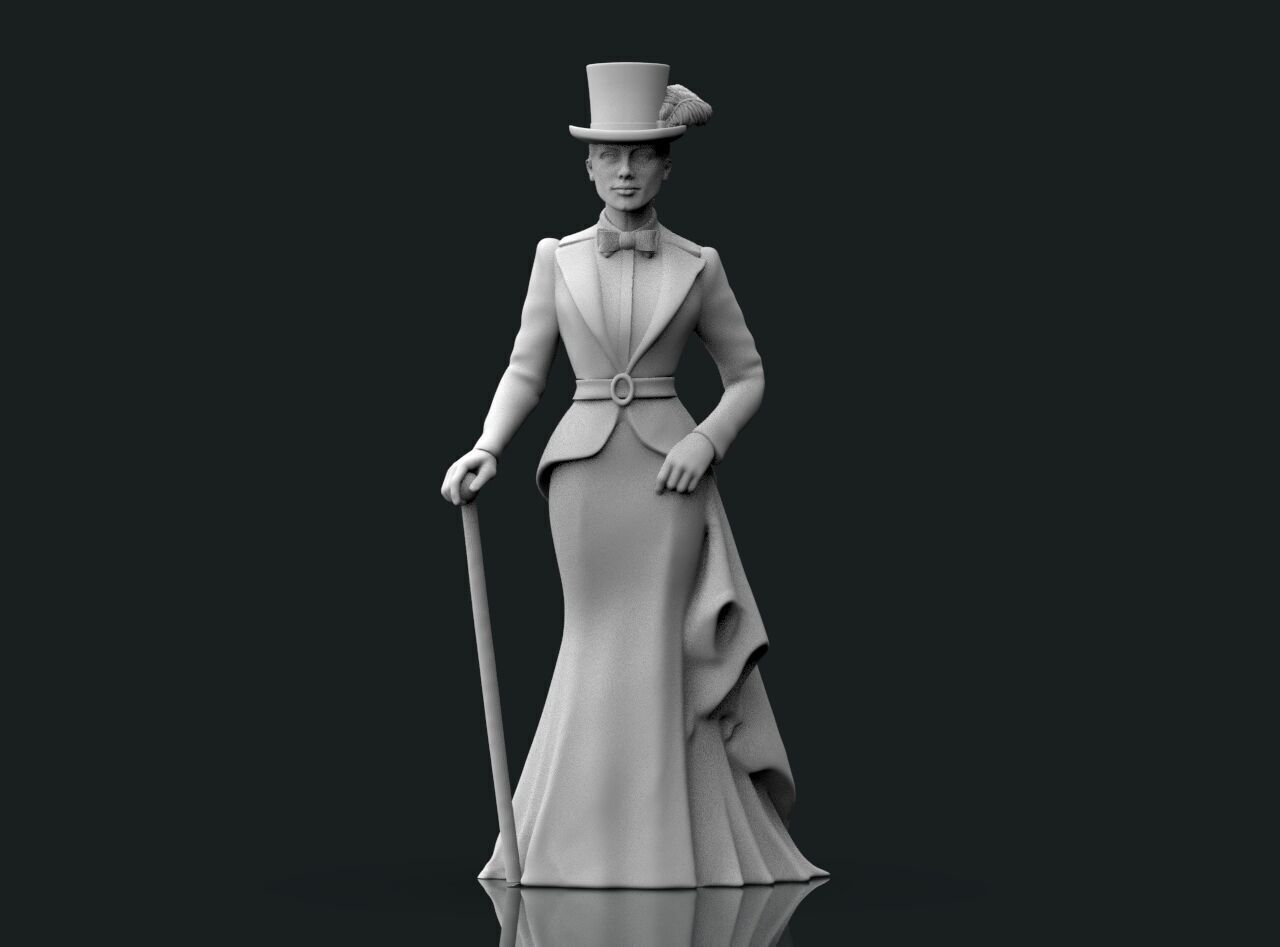 Lady with the cane 3D print model_10