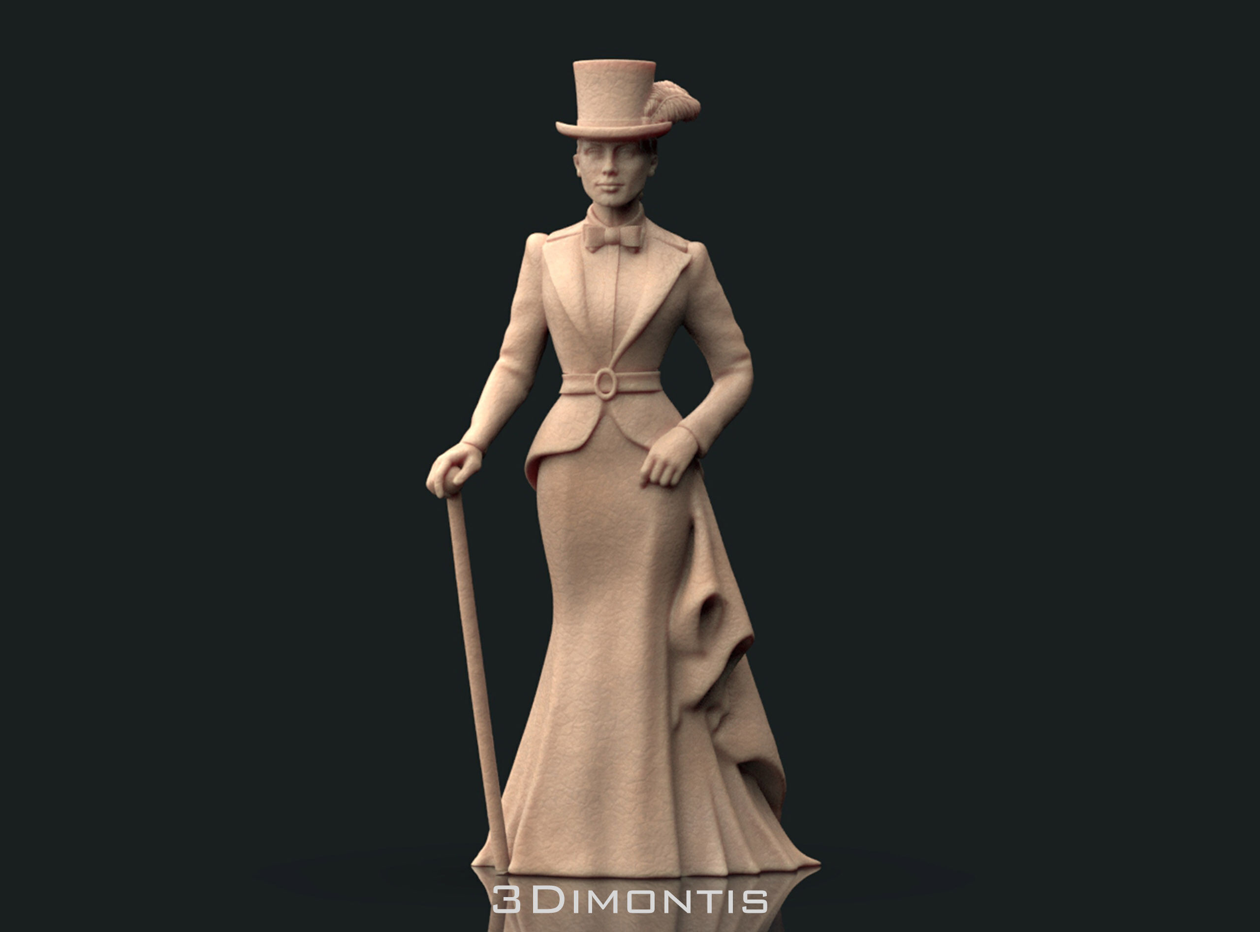 Lady with the cane 3D print model_14