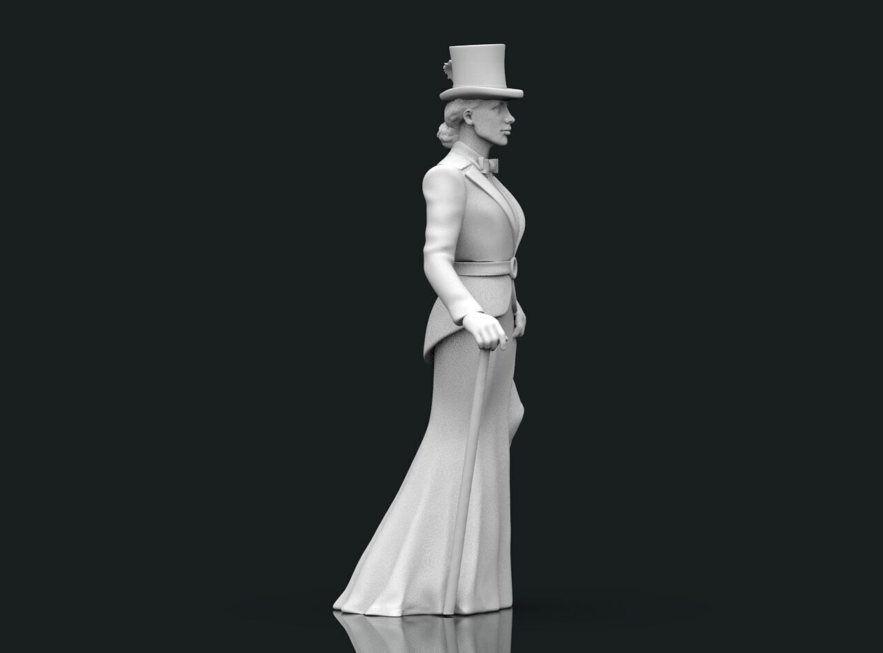 Lady with the cane 3D print model_26