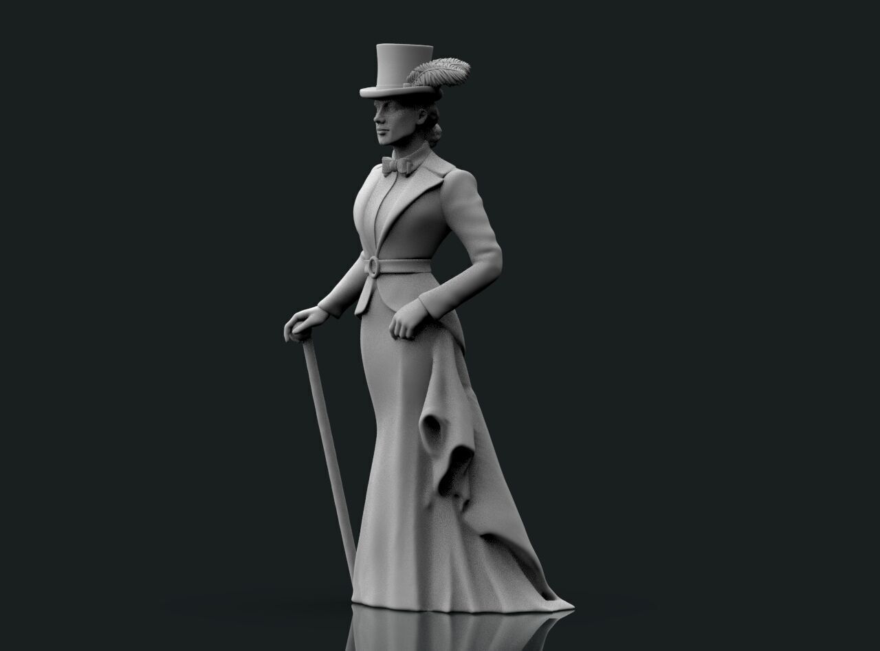Lady with the cane 3D print model_1