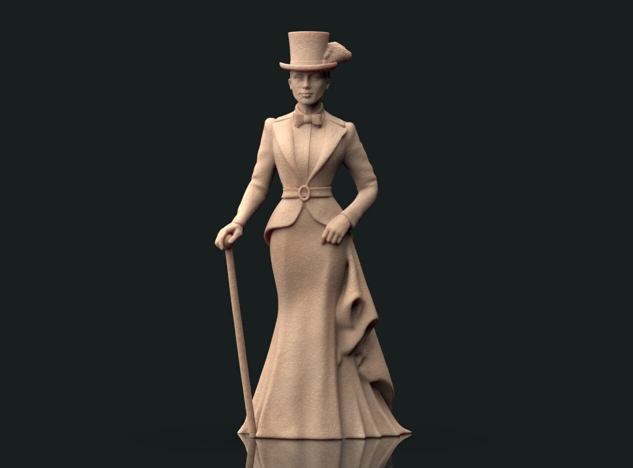 Lady with the cane 3D print model_29