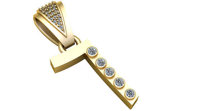 T shape pendant  gold  diamond 3D print model