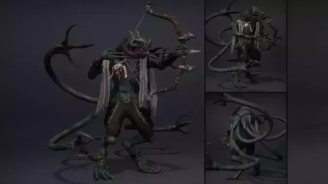 Ghost Archer Tentacle Low-poly 3D model