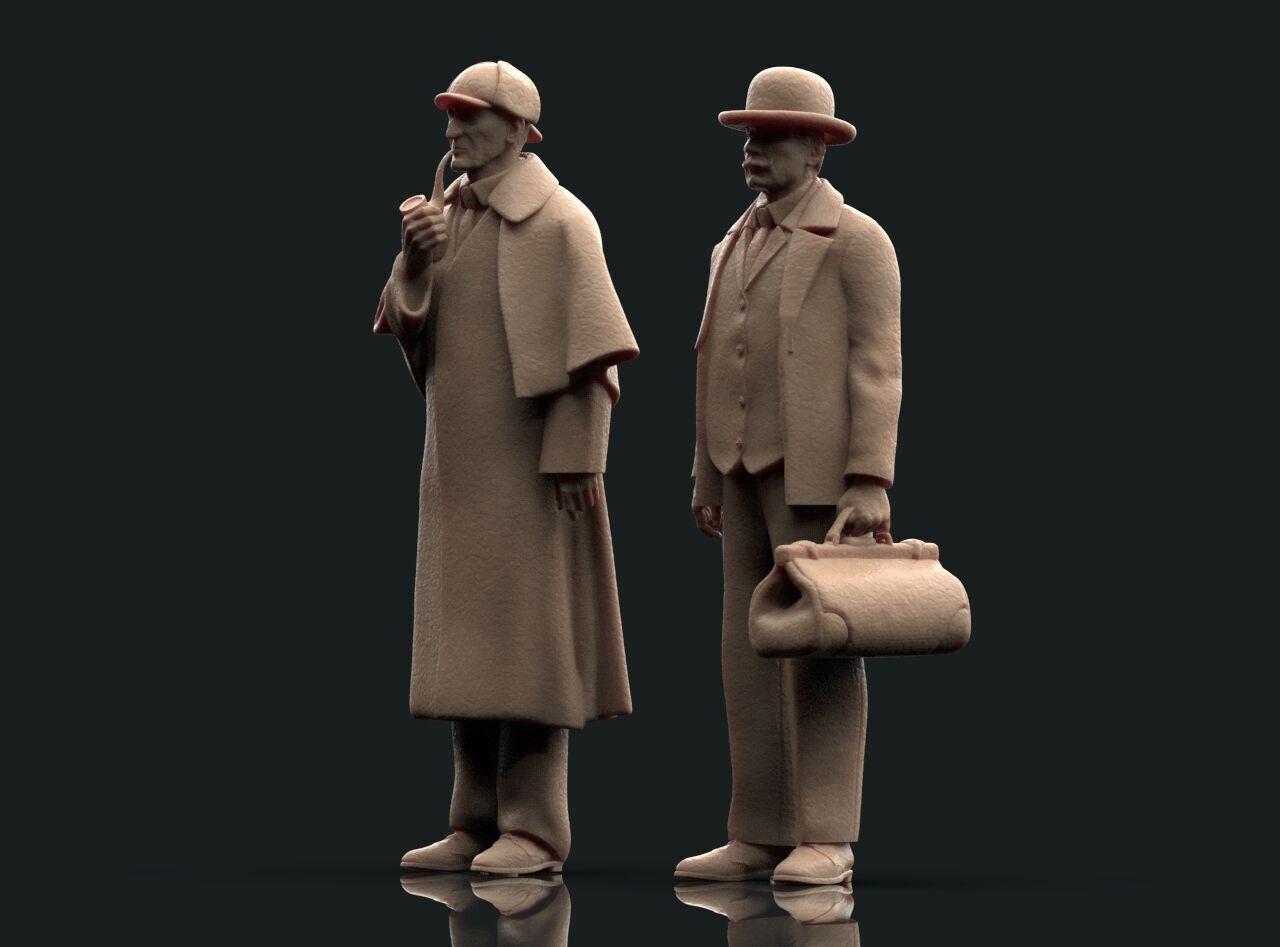 Sherlock Holmes and Doctor Watson 3D print model_3