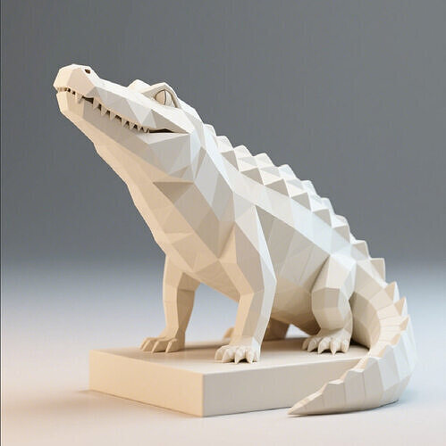 616  Low Poly     Crocodile   Full Body   3D Model 3D print model