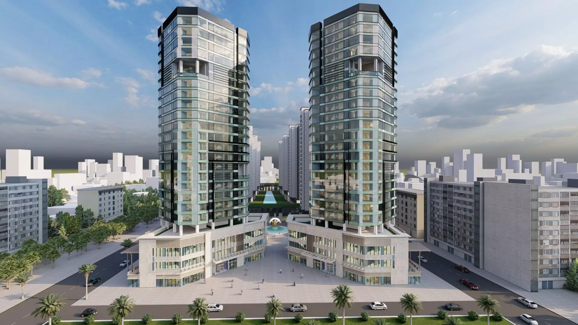 Modern Urban Mixed Use Complex High-Detail 3D model_0