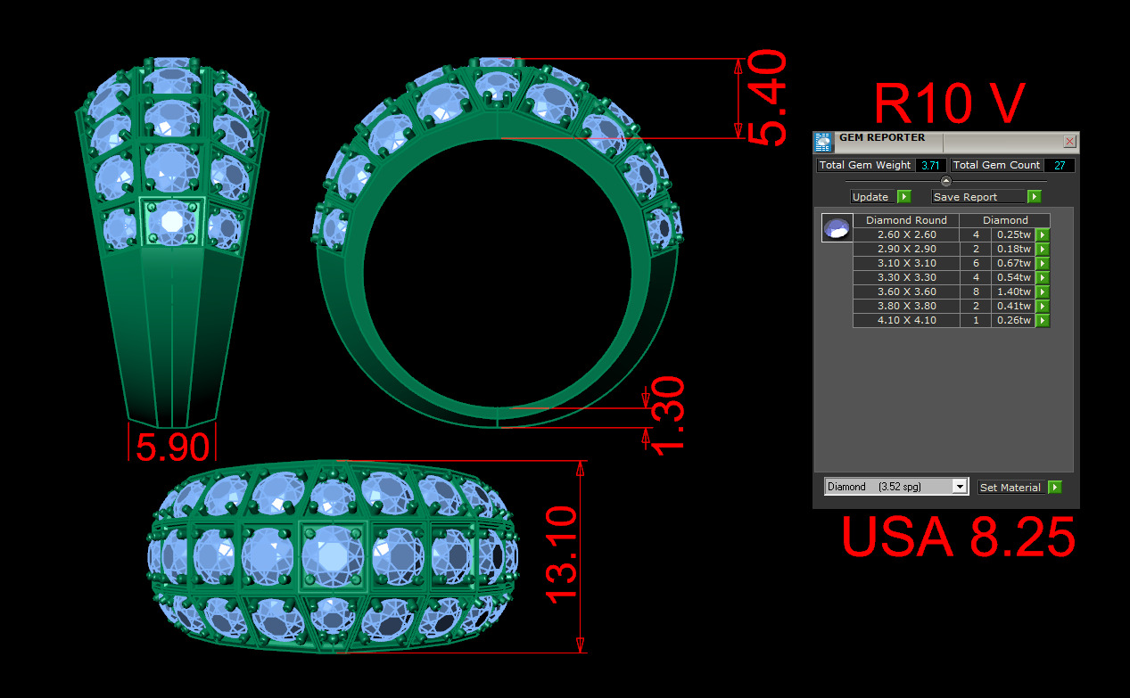 Stylish 3D Ring Model for Jewelry Making Code R10 3D print model_6