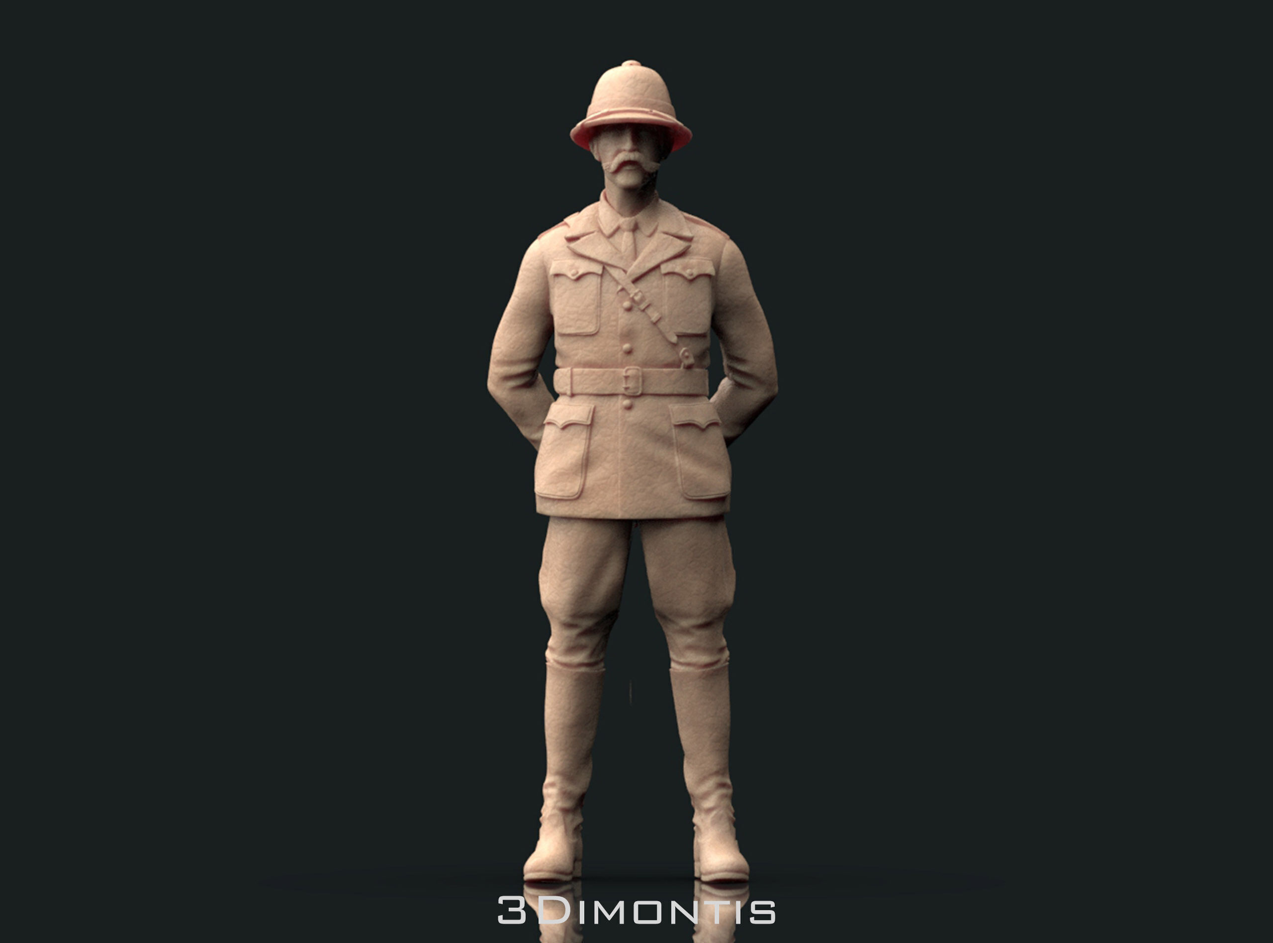 Officer in a pith helmet 3D print model_8