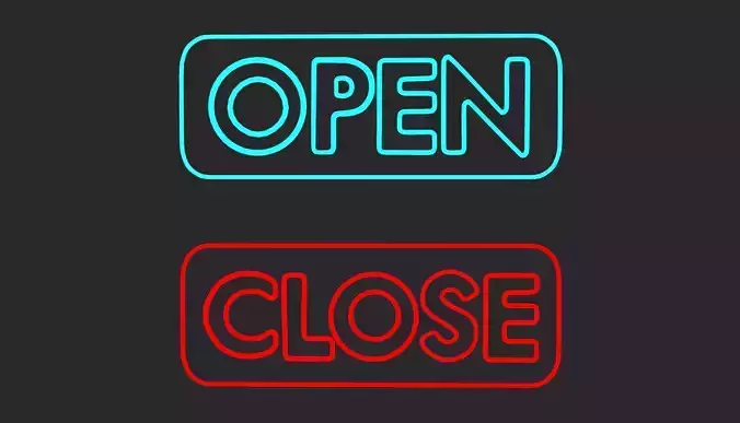 Open close Neon Sign 3D model