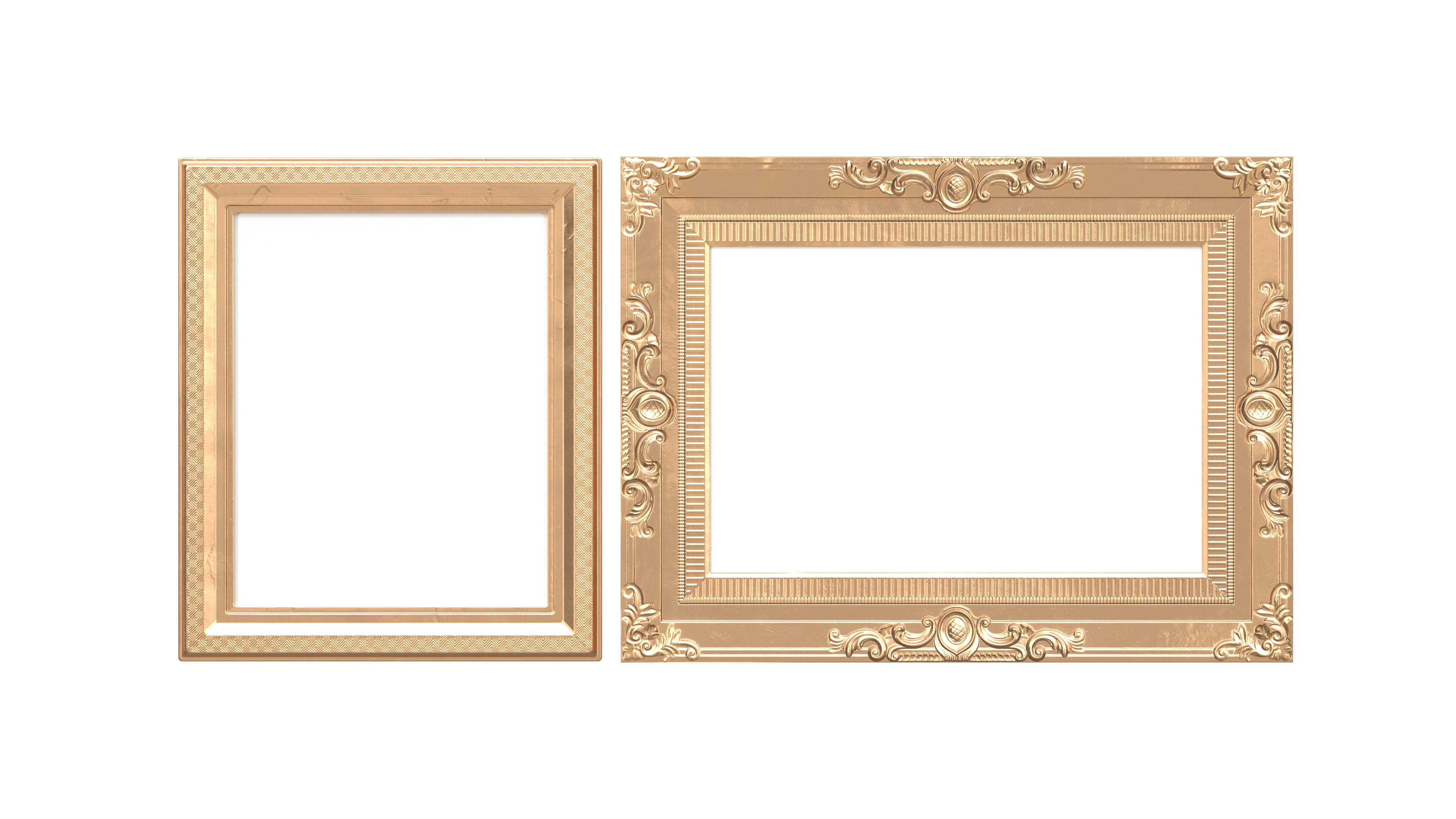 Classic Photo and Mirror Frame Set Low-poly 3D model_9