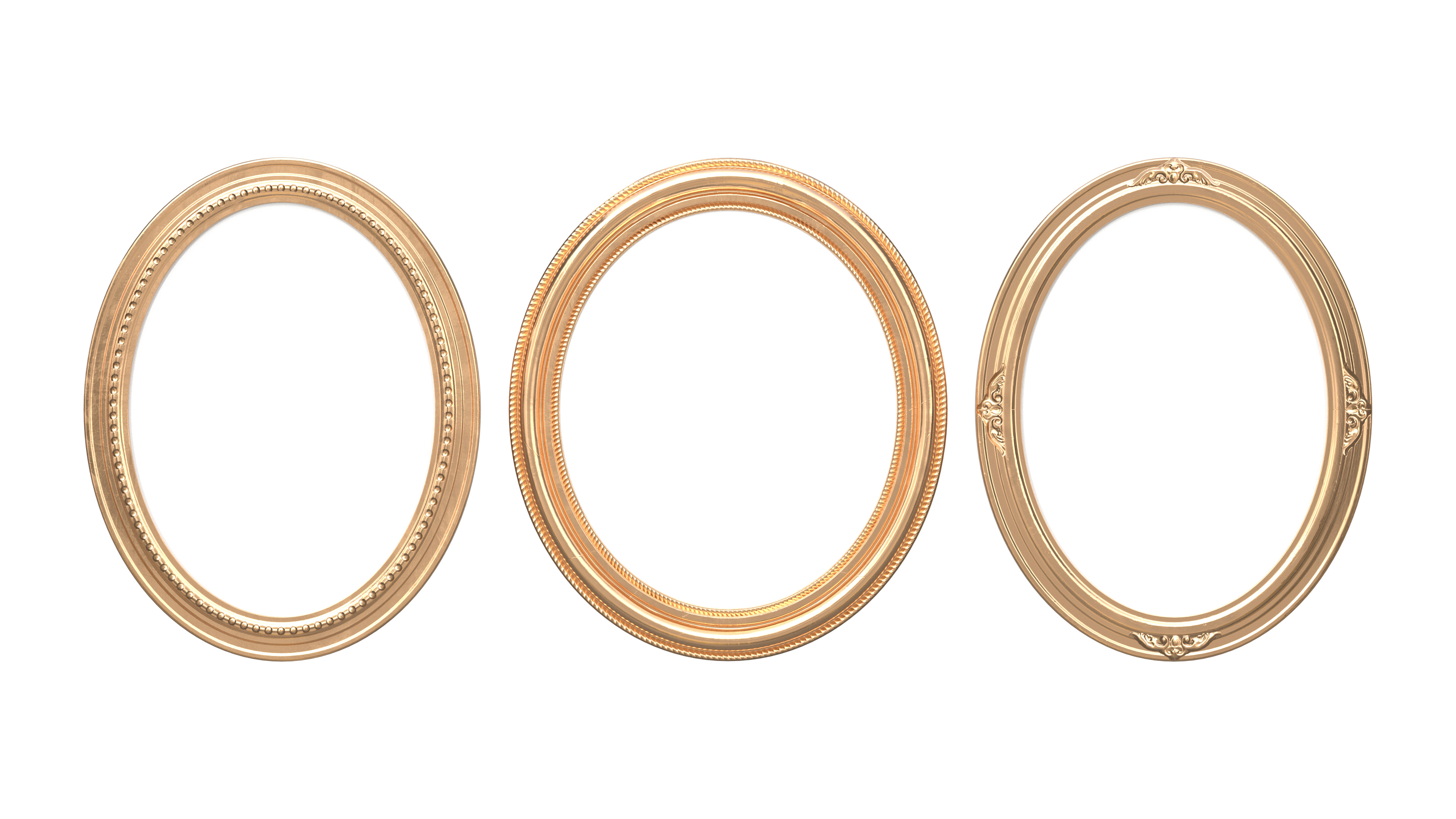 Classic Photo and Mirror Frame Set Low-poly 3D model_3