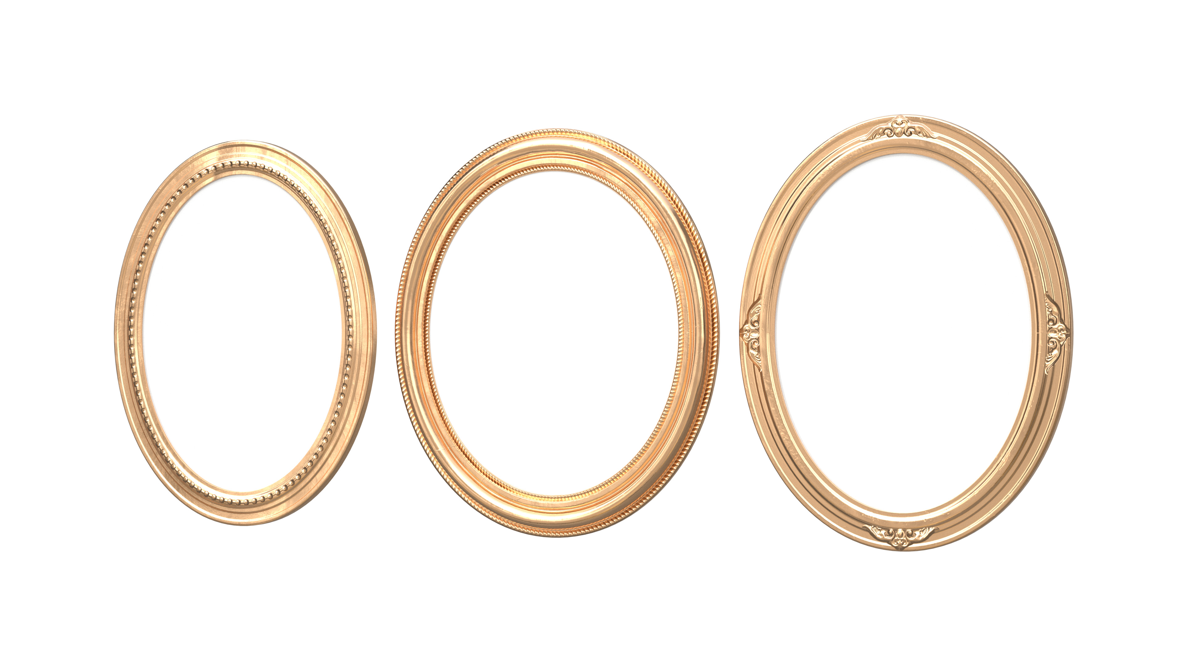 Classic Photo and Mirror Frame Set Low-poly 3D model_2