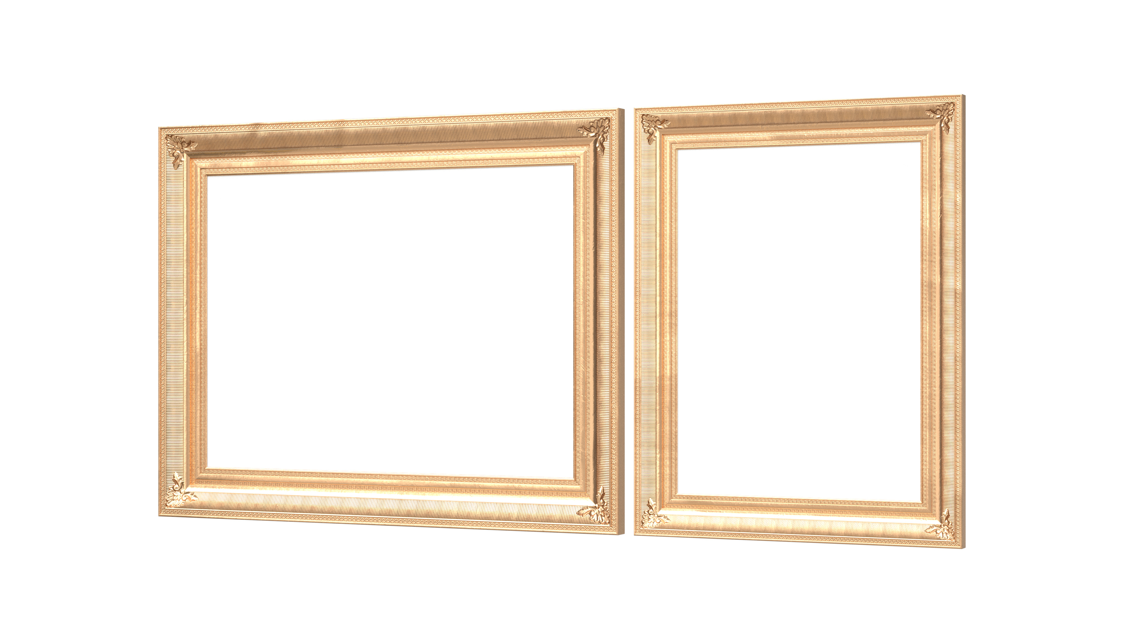 Classic Photo and Mirror Frame Set Low-poly 3D model_4