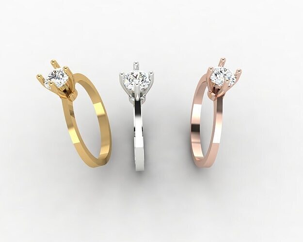 Solitaire Wedding Engagement Women Ring 3D print model 3D print model