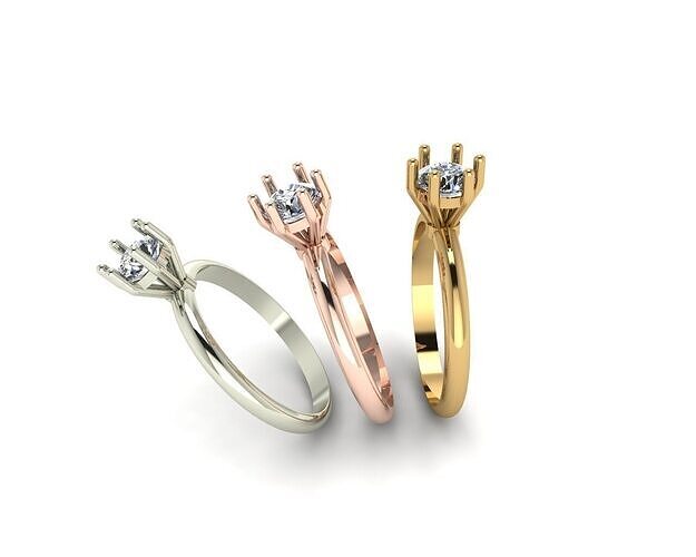 Solitaire Wedding Engagement Women Ring 3D print model 3D print model